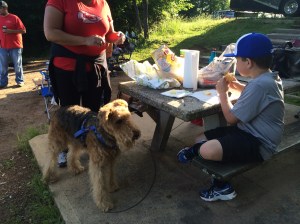 Munchen waiting for Cooper to feed her pickles.