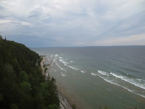 View of the waves in Lake Huron. 