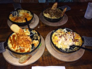 Daddy's Birthday Dinner at Mac's in downtown Wisconsin Dells.  Four heart attacks in bowls.  All four varieties  of macaroni and cheese were absolutely delicious so I was told.  I just got the usual chow with veggies....blah.  