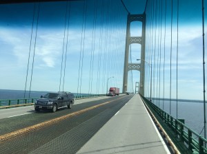 Bridge over the Great Lakes from the Upper Peninsula to southern Michigan