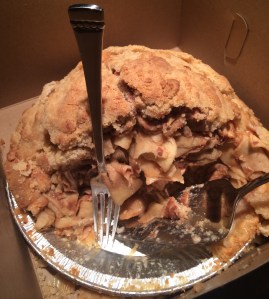 This photo doesn't really give the magnitude of this apple pie.  It was like a bowling ball filled with apples.  Absolutely amazing.  This was after 4 adults had a piece.  Unfortunately I didn't get any.