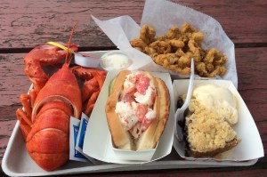 Fresh Lobster, Lobster Roll, Blueberry Pie and Fried Clams. Luckily Mommy shared and gave me some clams.