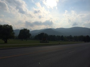 Some of the mountains across from the beach