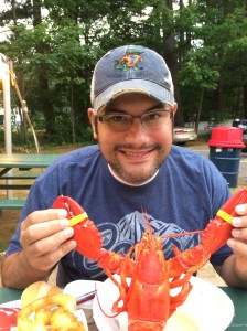 Daddy once again not sharing his lobster with me.