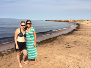 Mommy hanging with her BFF Amy at Cavendish Beach