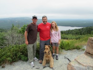 On Cadillac mountain with Tom and the two who give me food