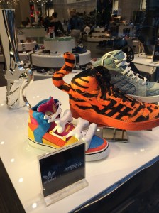 Awesome shoes in Montreal.  Notice the bones for laces.